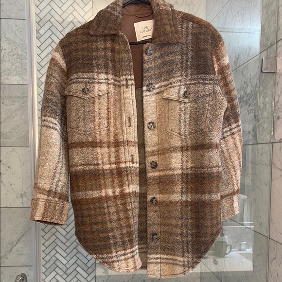 Aritzia Wilfred Ganna Shirt Jacket - Brown Plaid Size XS (but oversized) - Picture 1 of 4